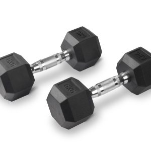 D2200.20 Rubber Hex Dumbbells/Weights 20kg (pair) (Pivot) Brand